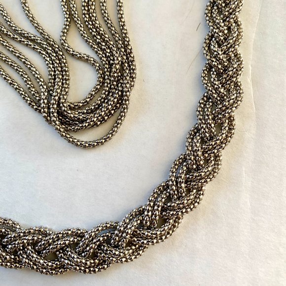 Vintage Silver Tone Long Braided Rope Necklace from Bloomingdales - Picture 12 of 13